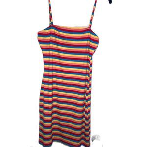 Large SHEIN EZwear LGBT Rainbow Striped Print Cami Bodycon Dress